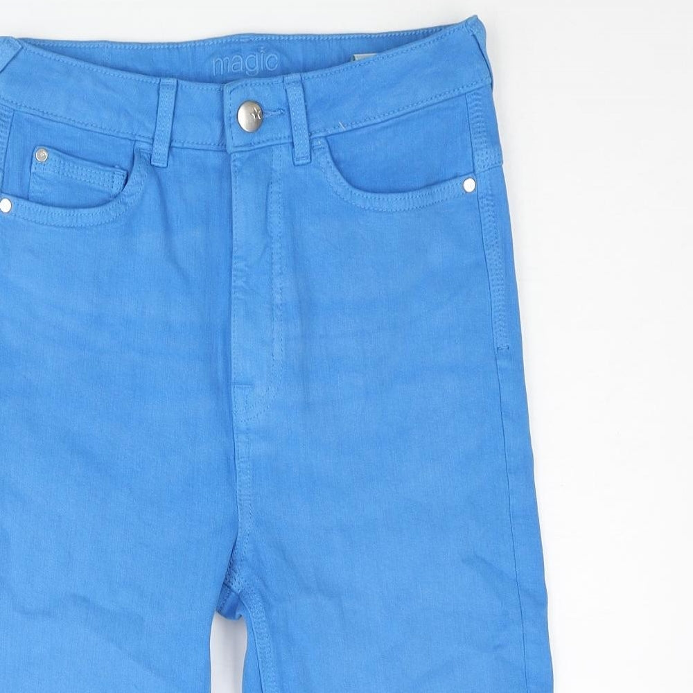 Marks and Spencer Womens Blue Cotton Bermuda Shorts Size 8 L12 in Regular Zip