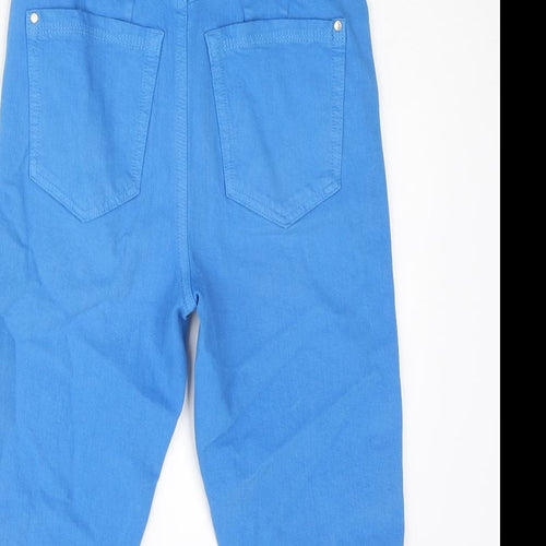 Marks and Spencer Womens Blue Cotton Bermuda Shorts Size 8 L12 in Regular Zip