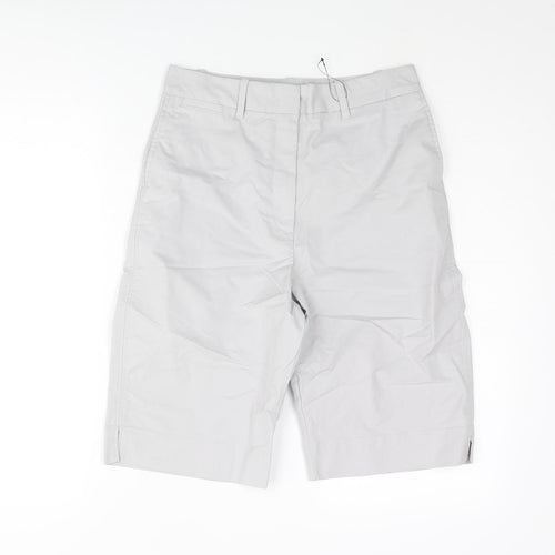 Marks and Spencer Womens Grey Cotton Bermuda Shorts Size 8 L11 in Regular Zip