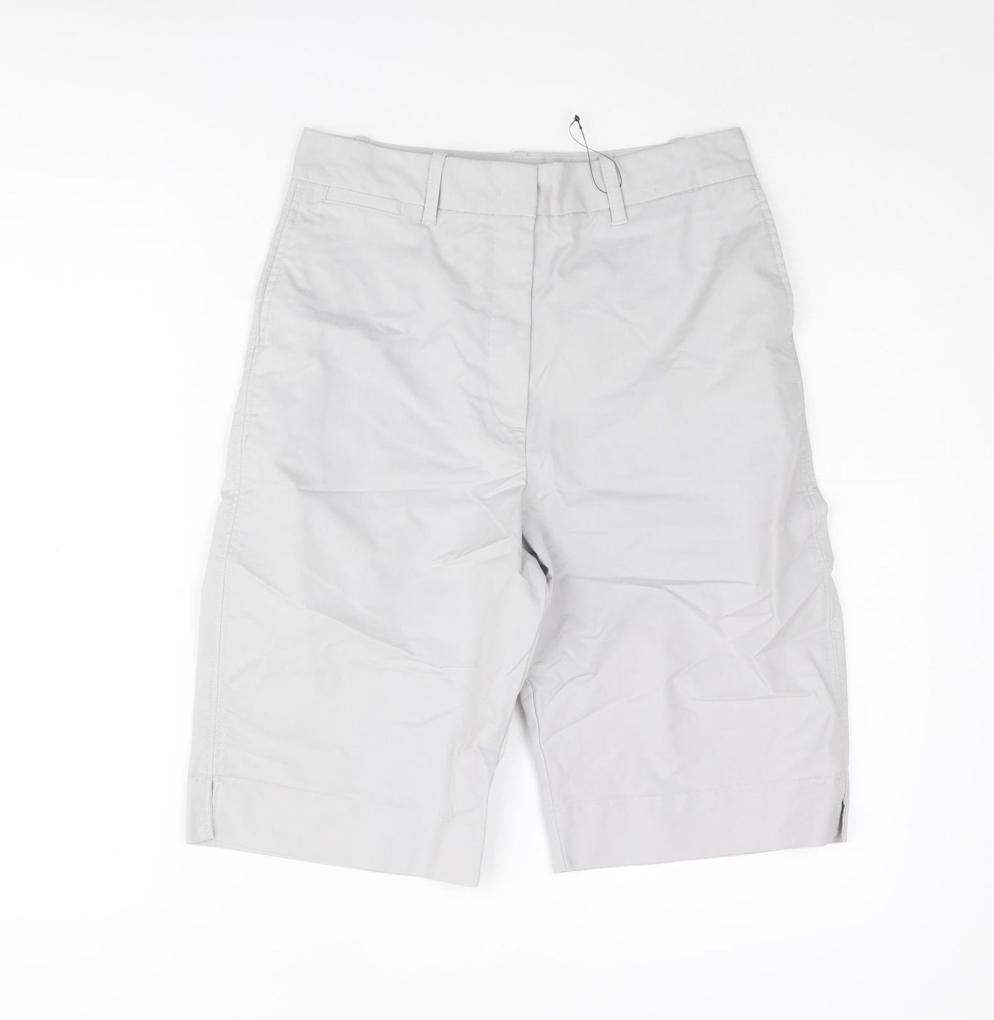 Marks and Spencer Womens Grey Cotton Bermuda Shorts Size 8 L11 in Regular Zip