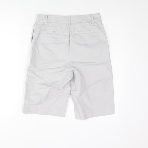 Marks and Spencer Womens Grey Cotton Bermuda Shorts Size 8 L11 in Regular Zip