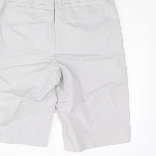 Marks and Spencer Womens Grey Cotton Bermuda Shorts Size 8 L11 in Regular Zip