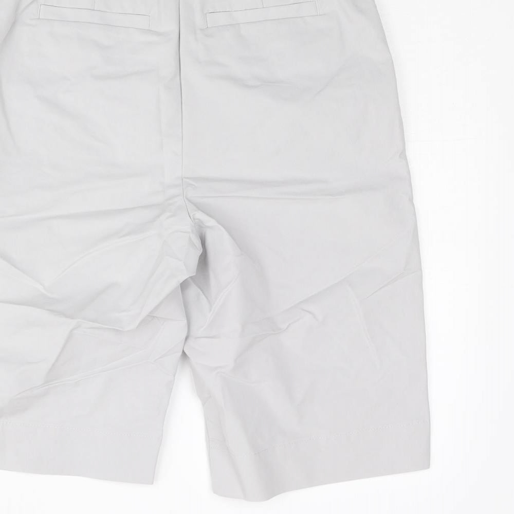 Marks and Spencer Womens Grey Cotton Bermuda Shorts Size 8 L11 in Regular Zip