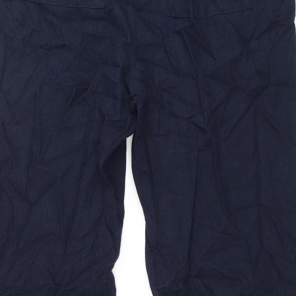 Marks and Spencer Womens Blue Linen Trousers Size 20 L29 in Regular Drawstring