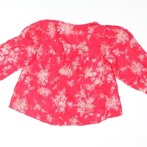 Per Una Womens Pink Floral Cotton Basic Blouse Size XS V-Neck