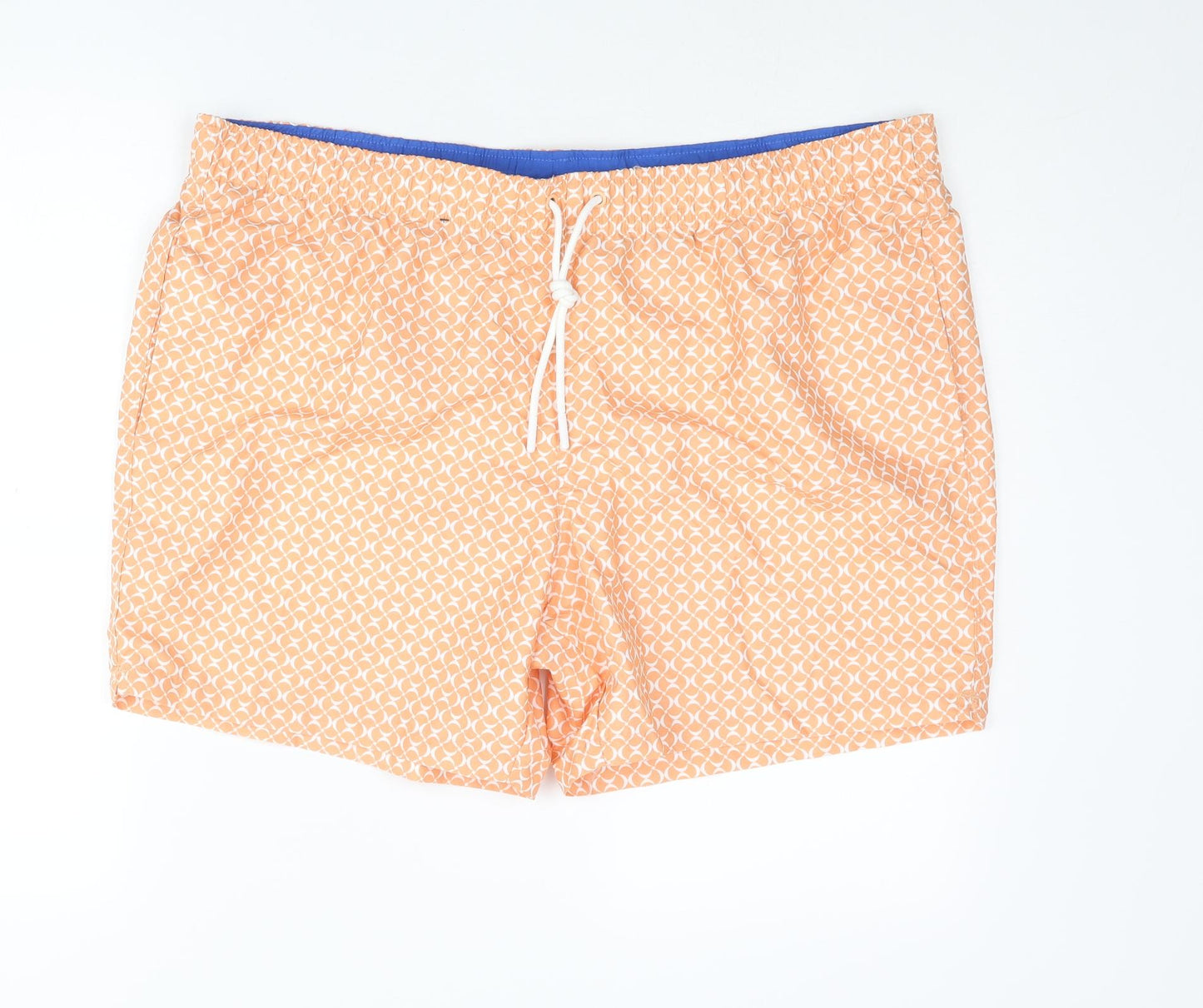 Marks and Spencer Mens Orange Geometric Polyester Sweat Shorts Size 2XL Regular Drawstring - Swim Shorts