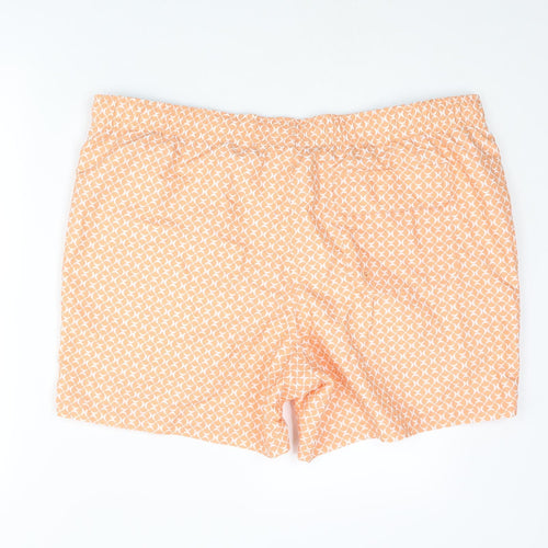 Marks and Spencer Mens Orange Geometric Polyester Sweat Shorts Size 2XL Regular Drawstring - Swim Shorts