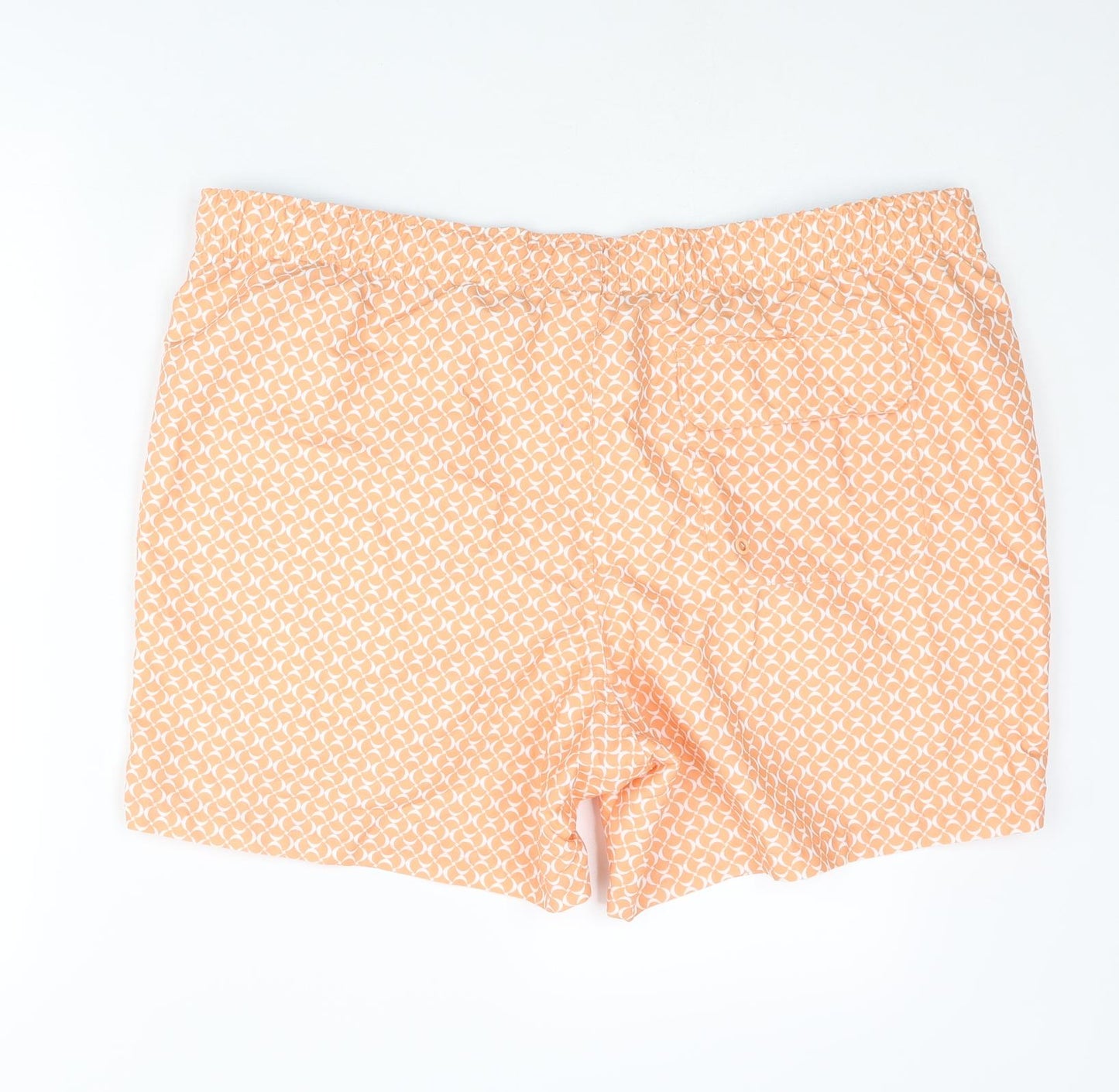 Marks and Spencer Mens Orange Geometric Polyester Sweat Shorts Size 2XL Regular Drawstring - Swim Shorts