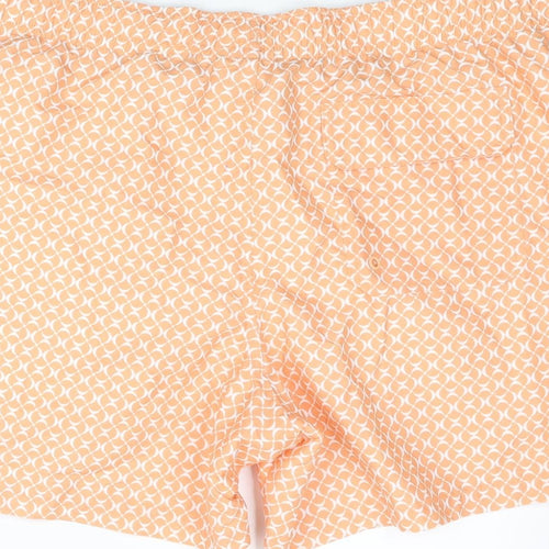 Marks and Spencer Mens Orange Geometric Polyester Sweat Shorts Size 2XL Regular Drawstring - Swim Shorts