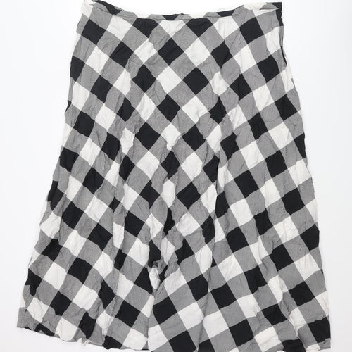 Marks and Spencer Womens Black Check Viscose A-Line Skirt Size 24 Zip