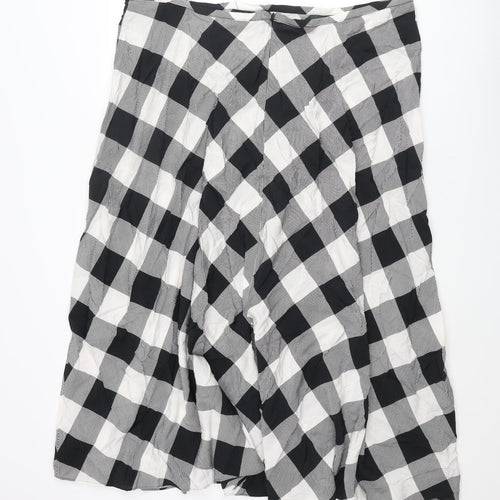 Marks and Spencer Womens Black Check Viscose A-Line Skirt Size 24 Zip