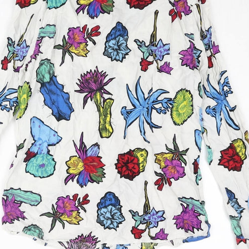 H&M Mens Multicoloured Geometric Viscose Button-Up Size S Collared Button - Floral Print