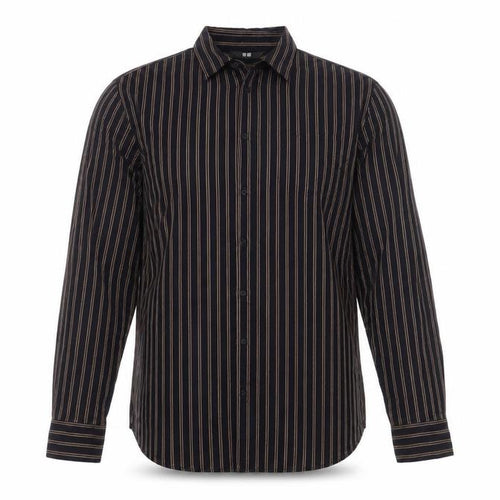 Uniqlo Mens Blue Striped Polyester Button-Up Size M Collared Button