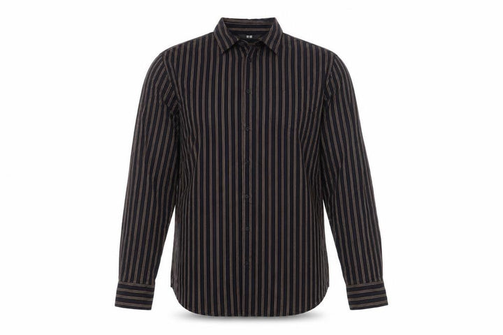Uniqlo Mens Blue Striped Polyester Button-Up Size M Collared Button