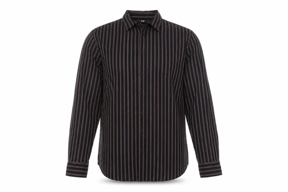 Uniqlo Mens Blue Striped Polyester Button-Up Size M Collared Button