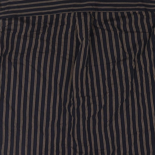 Uniqlo Mens Blue Striped Polyester Button-Up Size M Collared Button