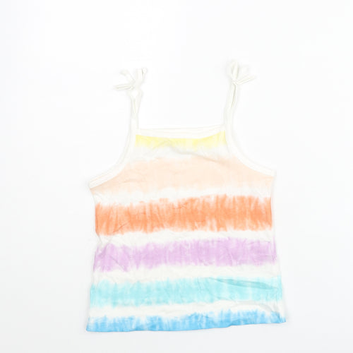 Marks and Spencer Girls Multicoloured Striped Cotton Basic Tank Size 4-5 Years Square Neck Pullover