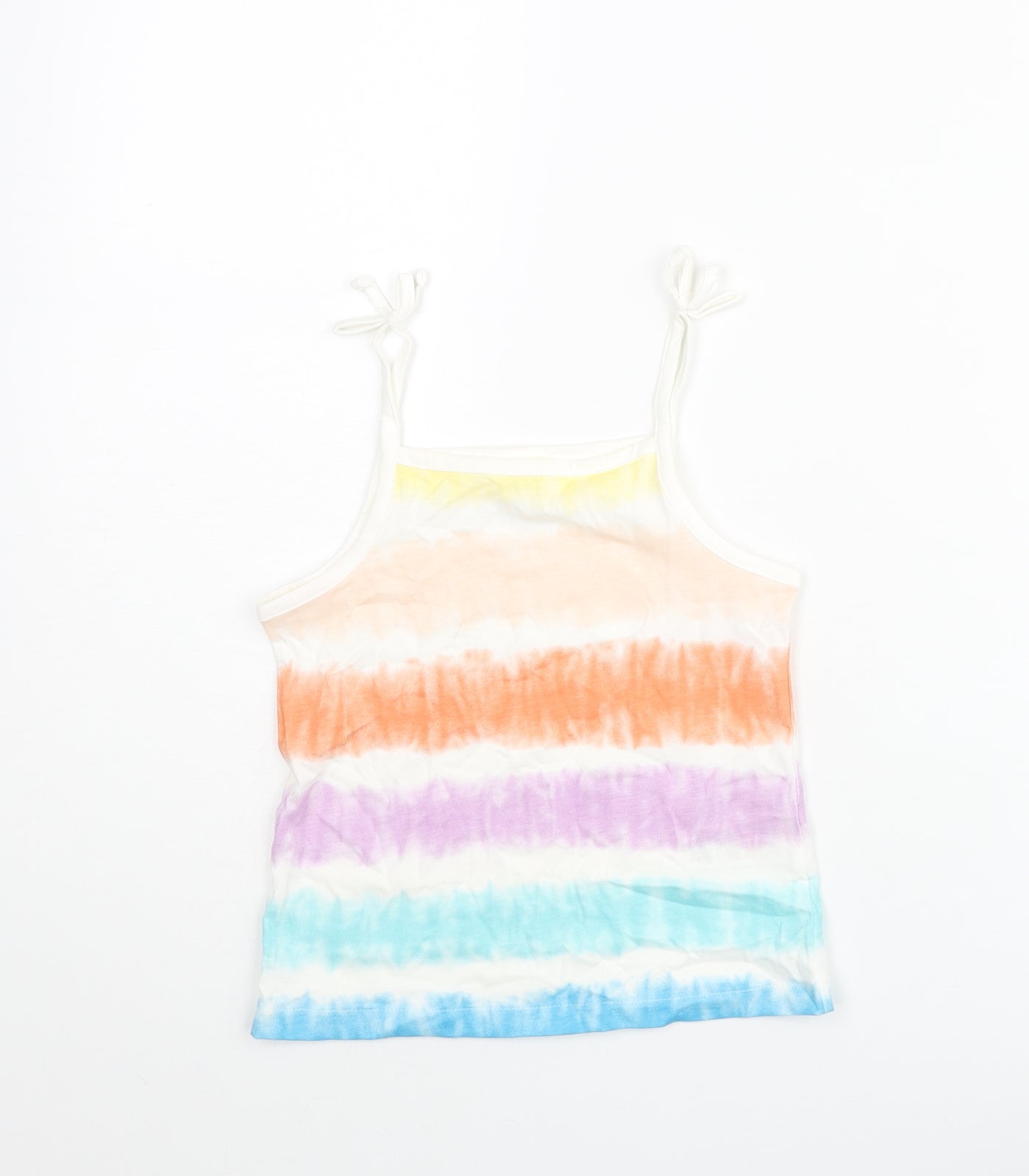 Marks and Spencer Girls Multicoloured Striped Cotton Basic Tank Size 4-5 Years Square Neck Pullover