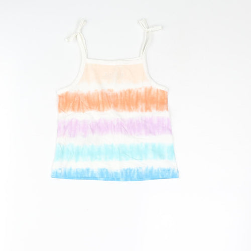 Marks and Spencer Girls Multicoloured Striped Cotton Basic Tank Size 2-3 Years Square Neck Pullover
