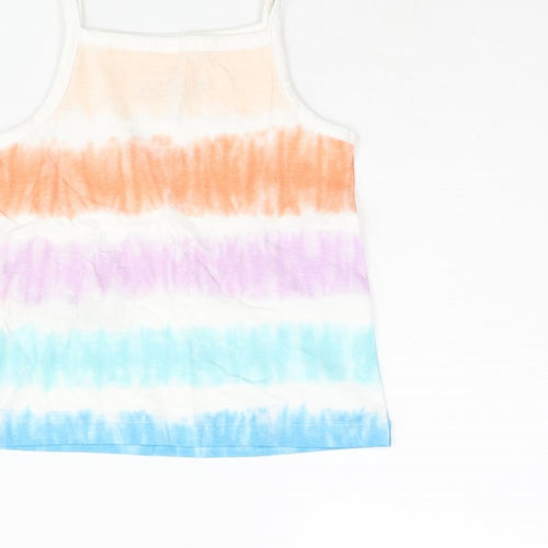 Marks and Spencer Girls Multicoloured Striped Cotton Basic Tank Size 2-3 Years Square Neck Pullover