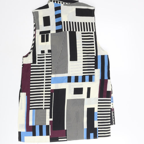 Topshop Womens Multicoloured Geometric Polyester Basic Blouse Size 8 Collared