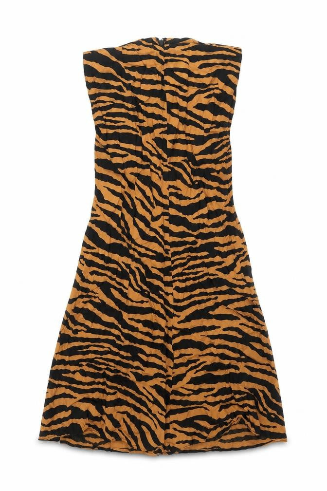Miss Selfridge Womens Orange Animal Print Viscose A-Line Skirt Size 6 Zip - Tiger Print