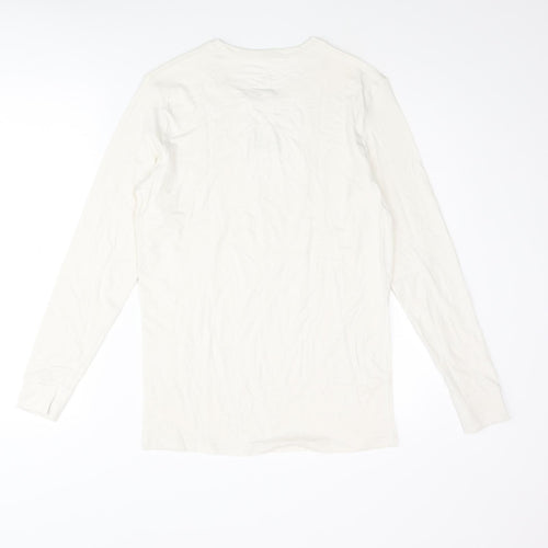 Marks and Mens Ivory Acrylic T-Shirt Size S Round Neck - Thermal