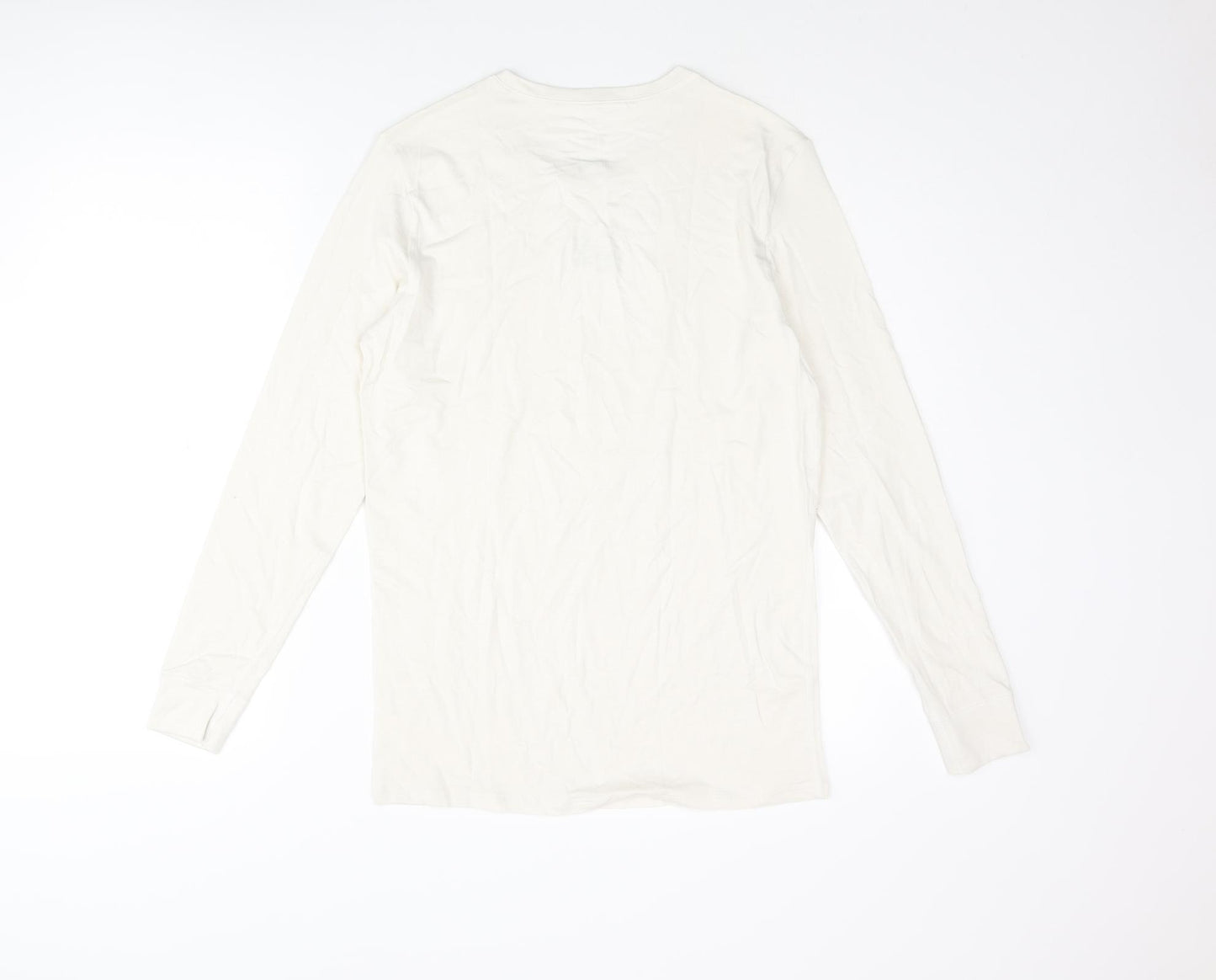 Marks and Mens Ivory Acrylic T-Shirt Size S Round Neck - Thermal