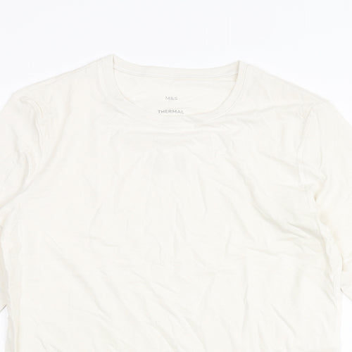Marks and Mens Ivory Acrylic T-Shirt Size S Round Neck - Thermal