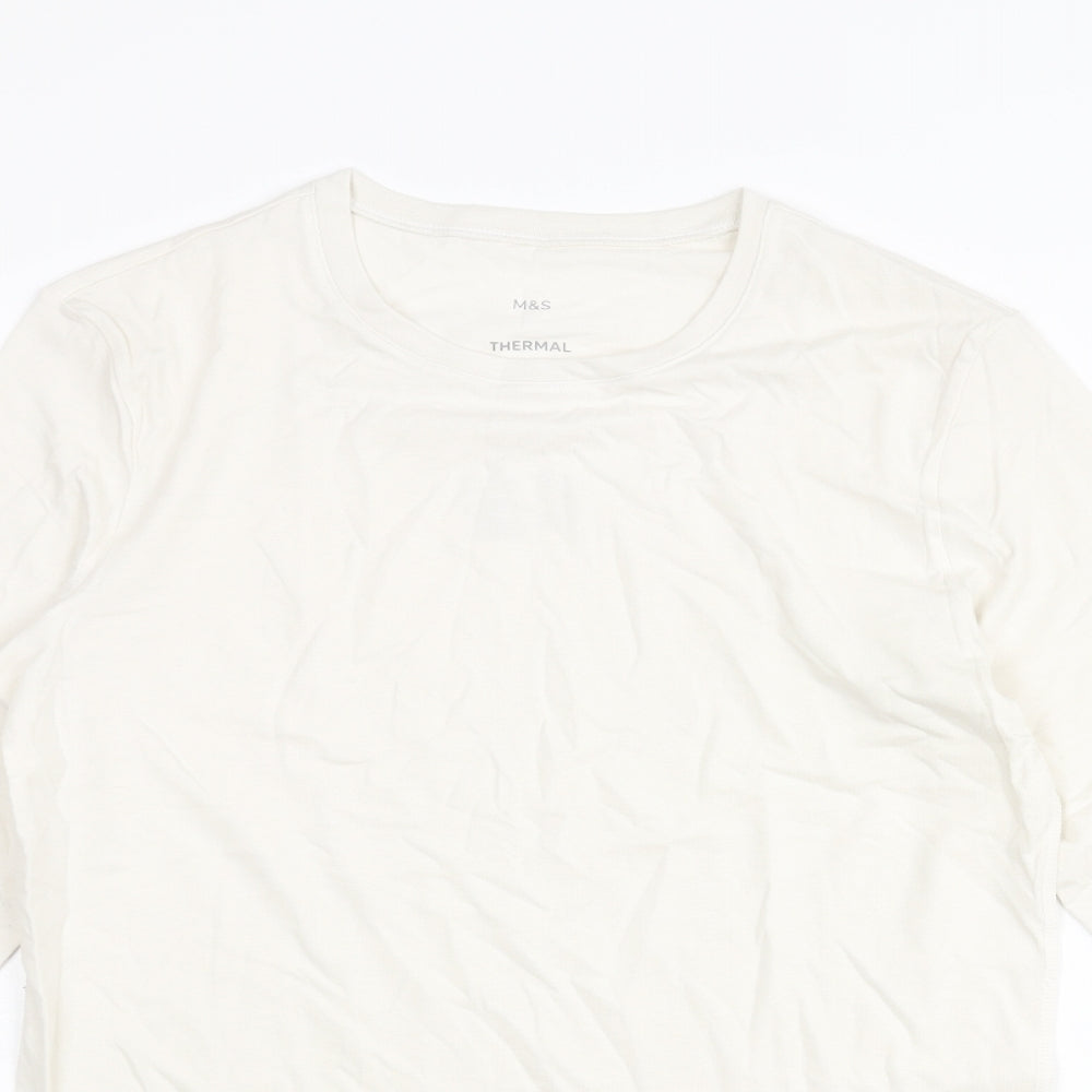 Marks and Mens Ivory Acrylic T-Shirt Size S Round Neck - Thermal