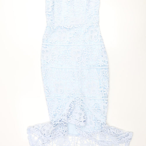 Missguided Womens Blue Polyester Mermaid Size 8 Round Neck Zip