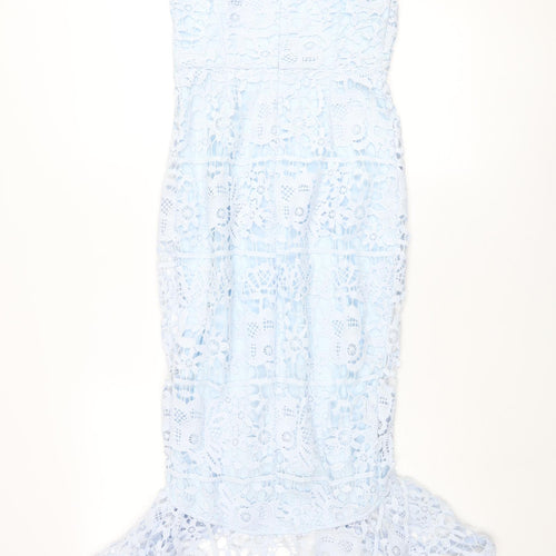 Missguided Womens Blue Polyester Mermaid Size 8 Round Neck Zip