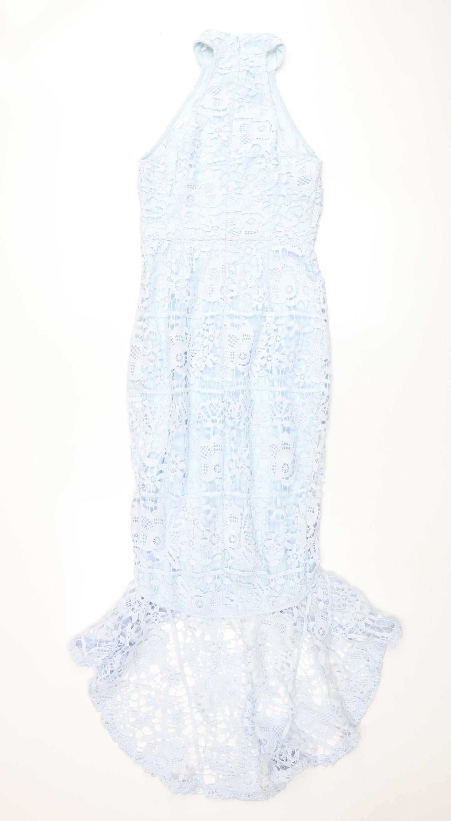 Missguided Womens Blue Polyester Mermaid Size 8 Round Neck Zip