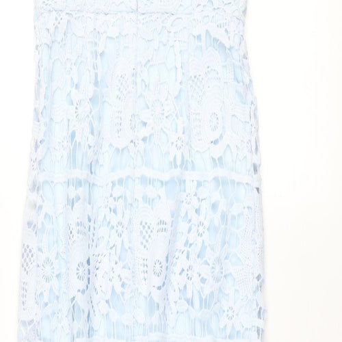 Missguided Womens Blue Polyester Mermaid Size 8 Round Neck Zip