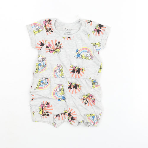 Disney Baby Grey Geometric Cotton Jumpsuit Outfit/Set Size 0-3 Months Snap - Mickey Mouse & Friends