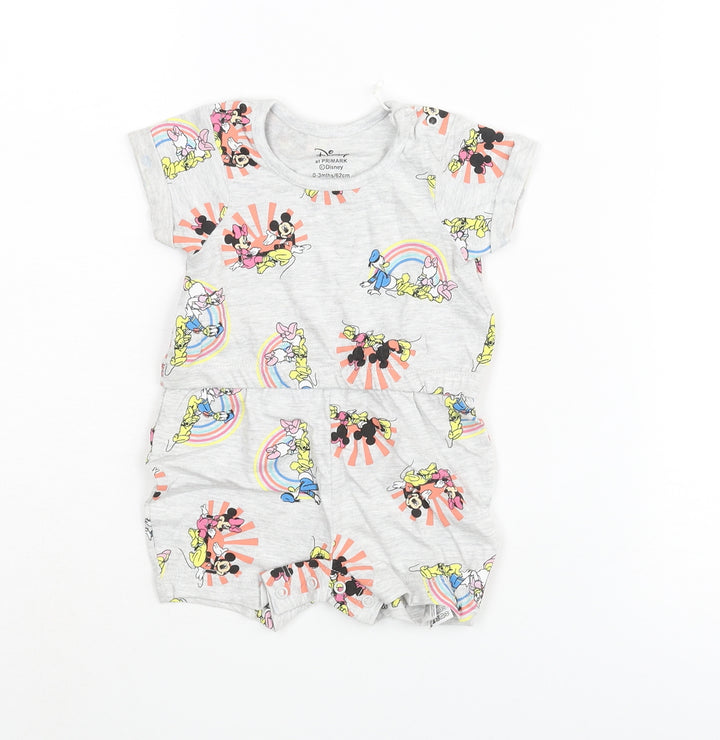 Disney Baby Grey Geometric Cotton Jumpsuit Outfit/Set Size 0-3 Months Snap - Mickey Mouse & Friends