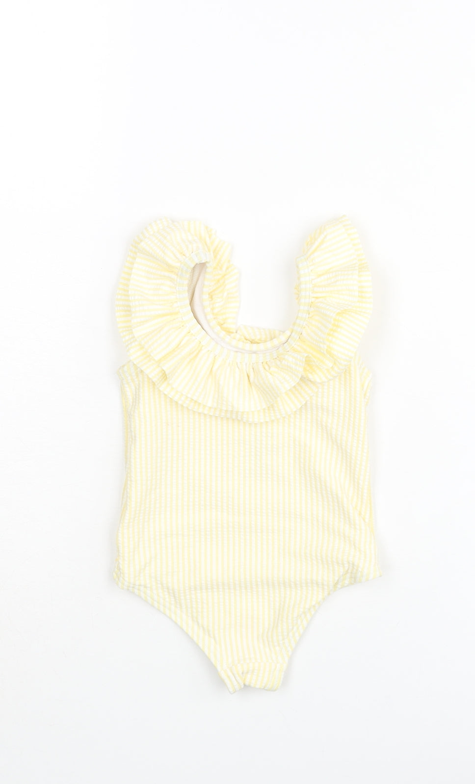 Marks and Spencer Girls Yellow Striped Polyester Leotard One-Piece Size 6-9 Months Pullover - Swimsuit Frill