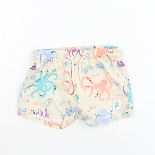 Marks and Spencer Boys Multicoloured Geometric Polyester Cropped Trousers Size 0-3 Months Drawstring - Swim Shorts Octopus Print