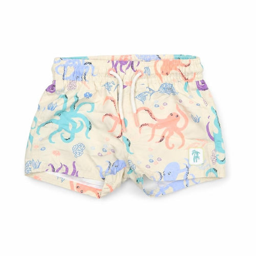 Marks and Spencer Boys Multicoloured Geometric Polyester Cropped Trousers Size 0-3 Months Drawstring - Swim Shorts Octopus Print