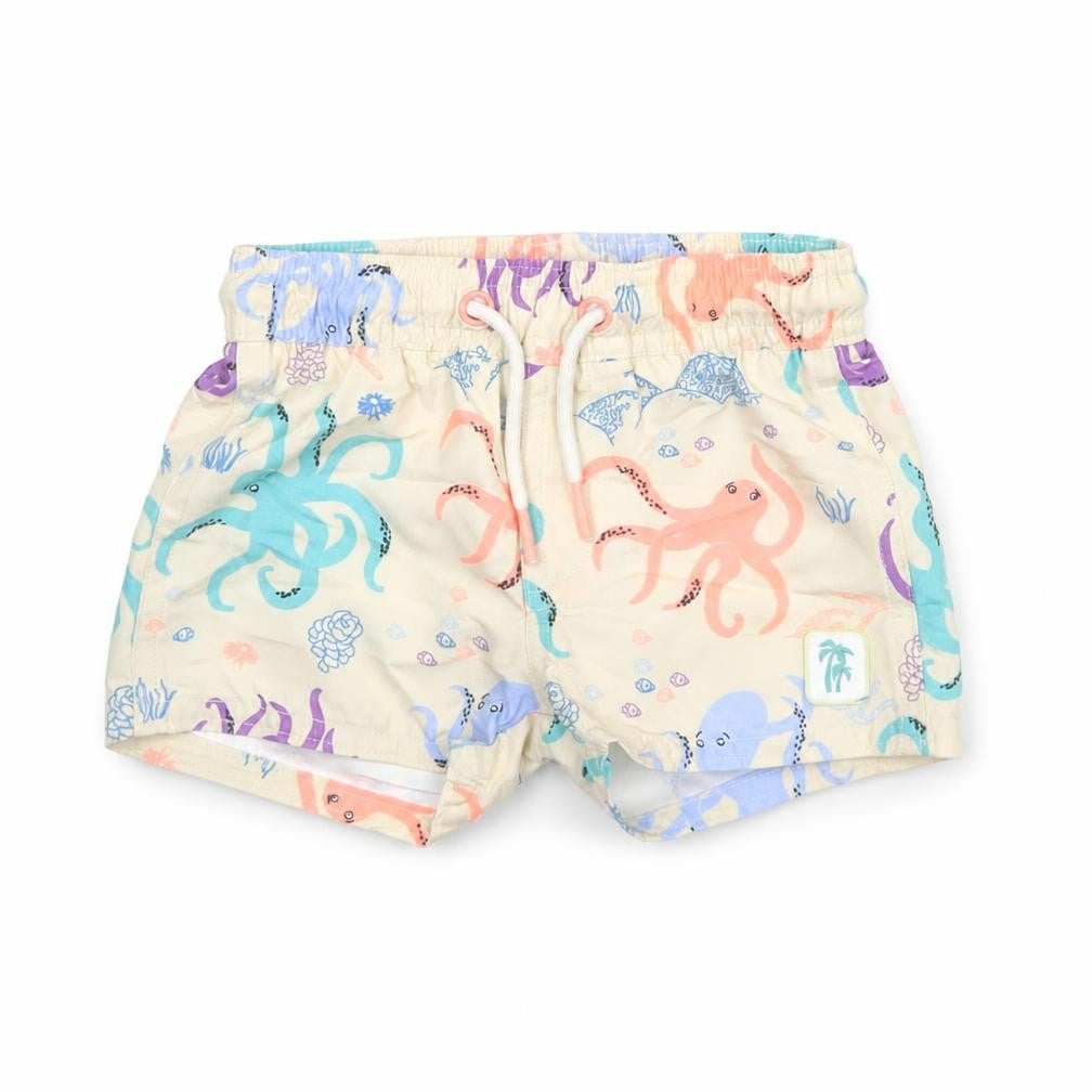 Marks and Spencer Boys Multicoloured Geometric Polyester Cropped Trousers Size 0-3 Months Drawstring - Swim Shorts Octopus Print