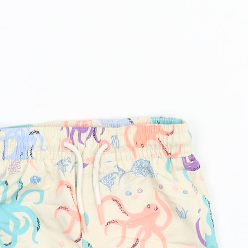 Marks and Spencer Boys Multicoloured Geometric Polyester Cropped Trousers Size 0-3 Months Drawstring - Swim Shorts Octopus Print