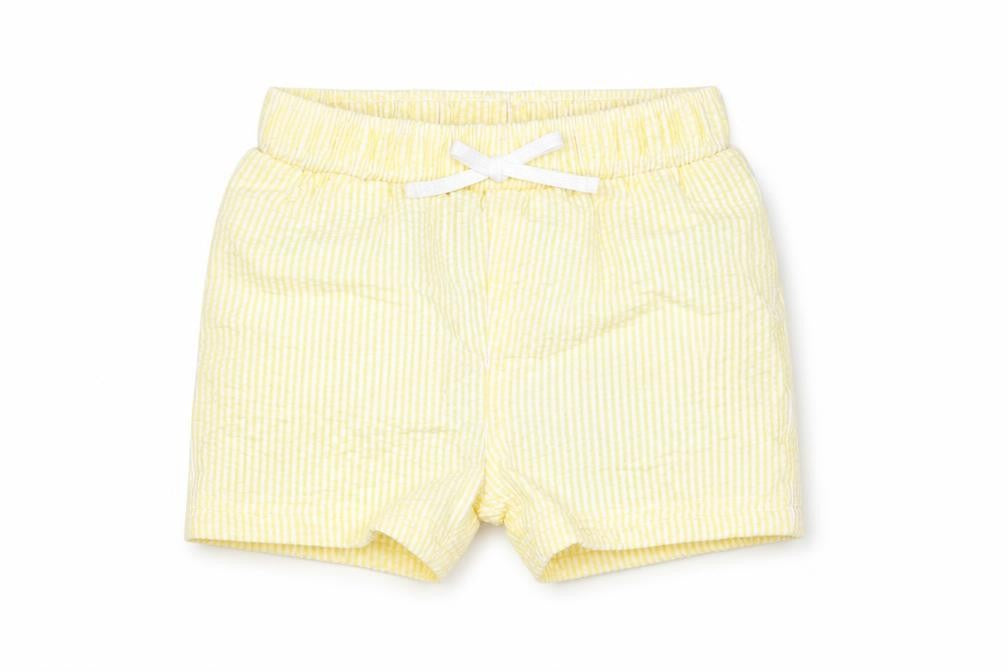 Marks and Boys Yellow Striped Polyester Cropped Trousers Size 6-9 Months Drawstring - Swim Shorts
