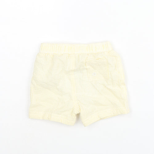 Marks and Boys Yellow Striped Polyester Cropped Trousers Size 6-9 Months Drawstring - Swim Shorts