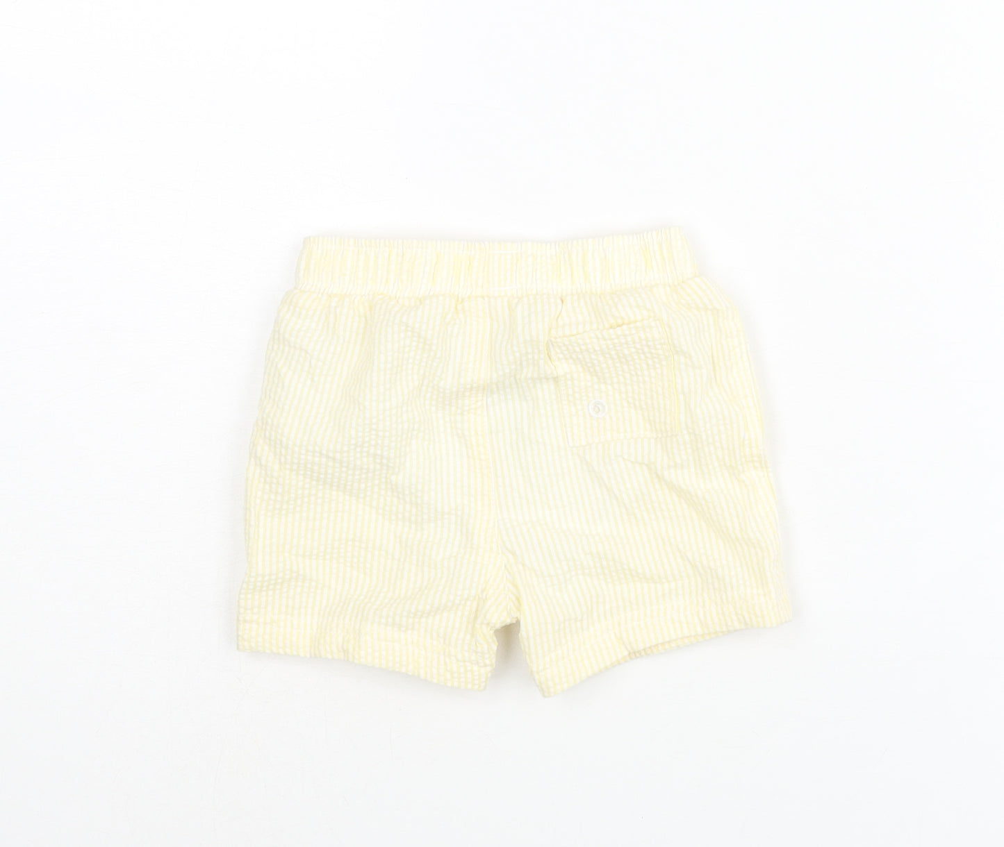 Marks and Boys Yellow Striped Polyester Cropped Trousers Size 6-9 Months Drawstring - Swim Shorts