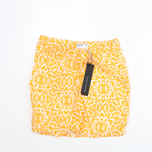 Poetic Gem Womens Orange Geometric Polyester Mini Skirt Size 28 in Zip