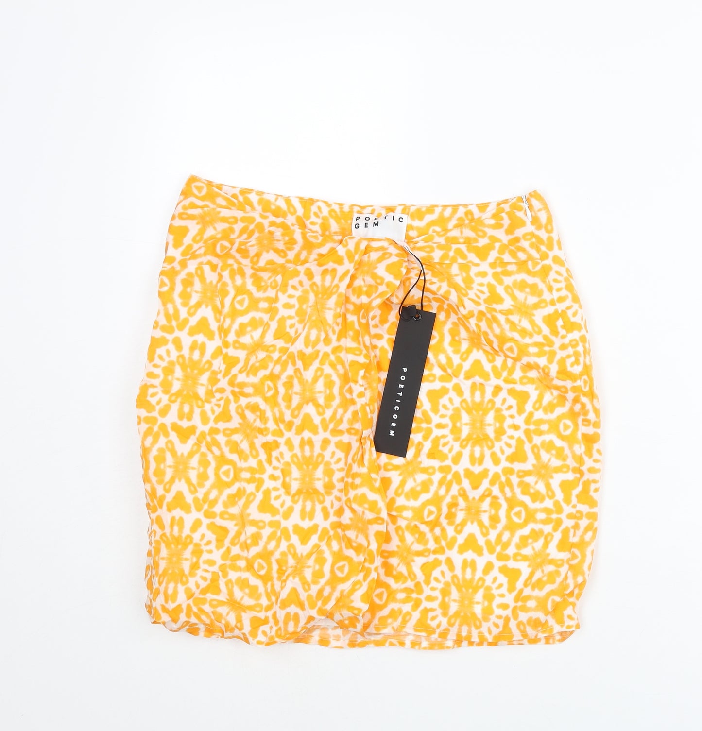 Poetic Gem Womens Orange Geometric Polyester Mini Skirt Size 28 in Zip