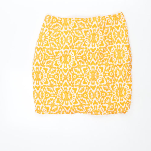 Poetic Gem Womens Orange Geometric Polyester Mini Skirt Size 28 in Zip