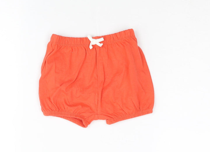 Marks and Girls Red Cotton Cropped Trousers Size 6-9 Months Pullover