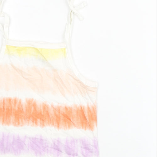 Marks and Spencer Girls Multicoloured Striped Cotton Basic Tank Size 4-5 Years Square Neck Pullover