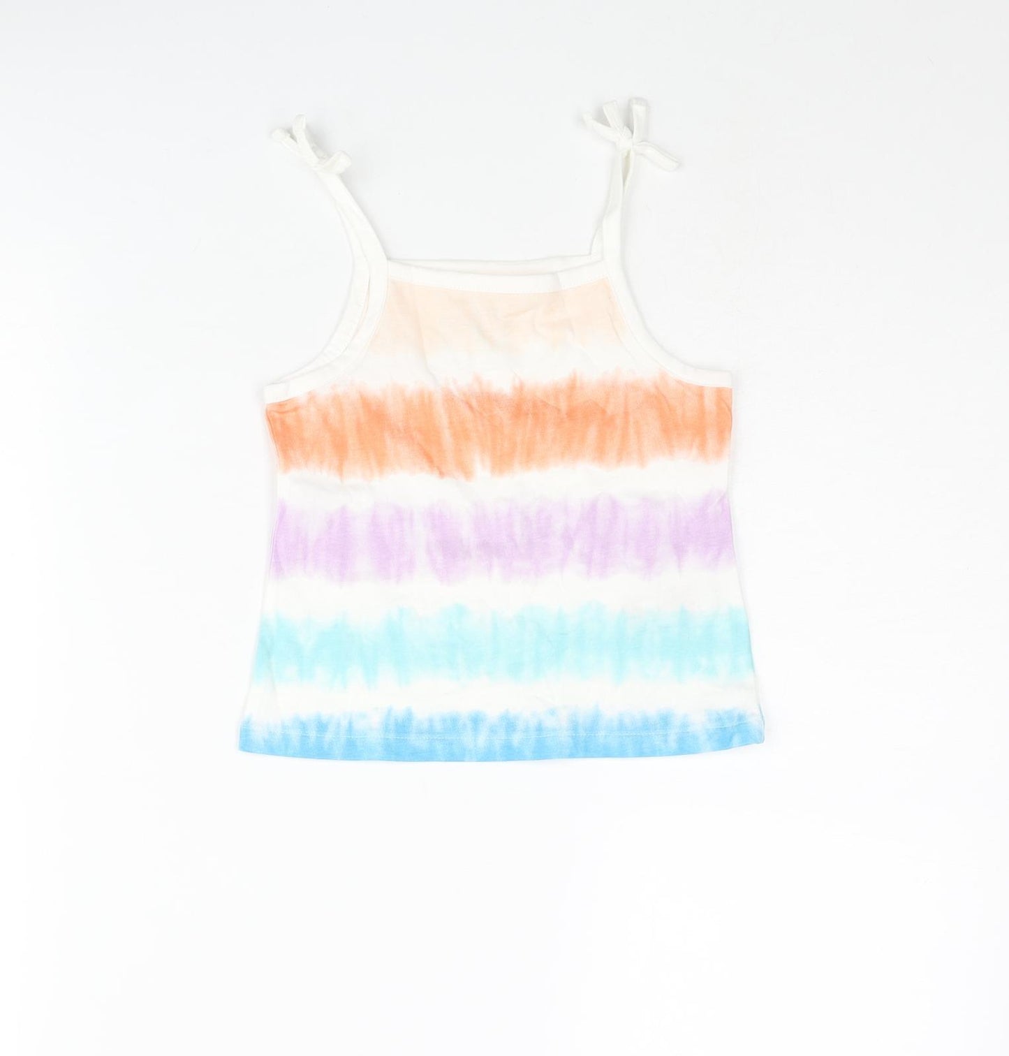 Marks and Spencer Girls Multicoloured Striped Cotton Basic Tank Size 2-3 Years Square Neck Pullover